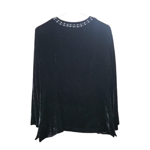 Talbots Black Velvet Bead Embellished Tunic Top Dressy Cocktail Women’s 8 - Picture 3 of 8